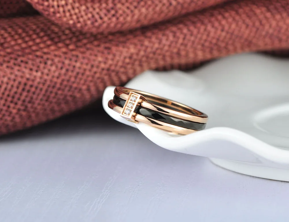 Модный aenine Mosaic CZ Кристалл розовое золото цвет обручальные кольца ювелирные изделия из нержавеющей стали обручальные кольца для женщин Anneau AR18001