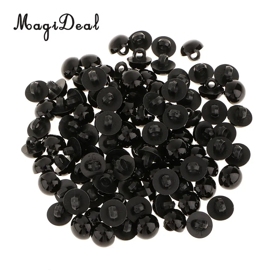 MagiDeal 100Pcs Mushroom Button Domed Sewing Plush Animal Eyes for Baby Clothes Puppets Doll Bear DIY Craft Toy Black 10mm