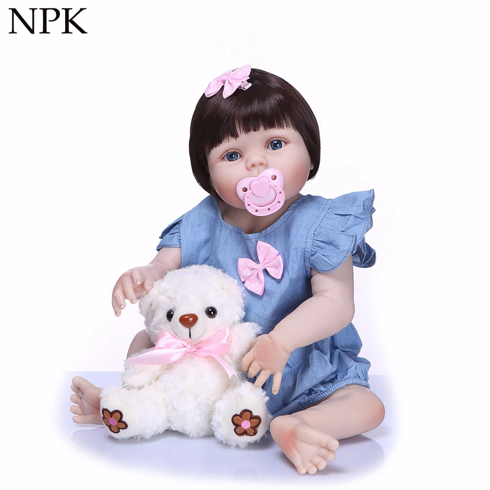 

NPK 55cm cloth Body Silicone Reborn Doll Toy Lifelike Princess Dress Newborn Babies Doll Cute Birthday Gift for girls Toys