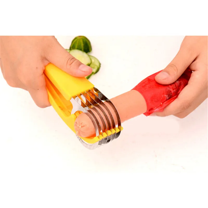 Из нержавеющей стали, для бананов Slicer резак фруктов огурец измельчитель салат лезвие Ham колбасный нож дома Кухня инструмент 301-0413