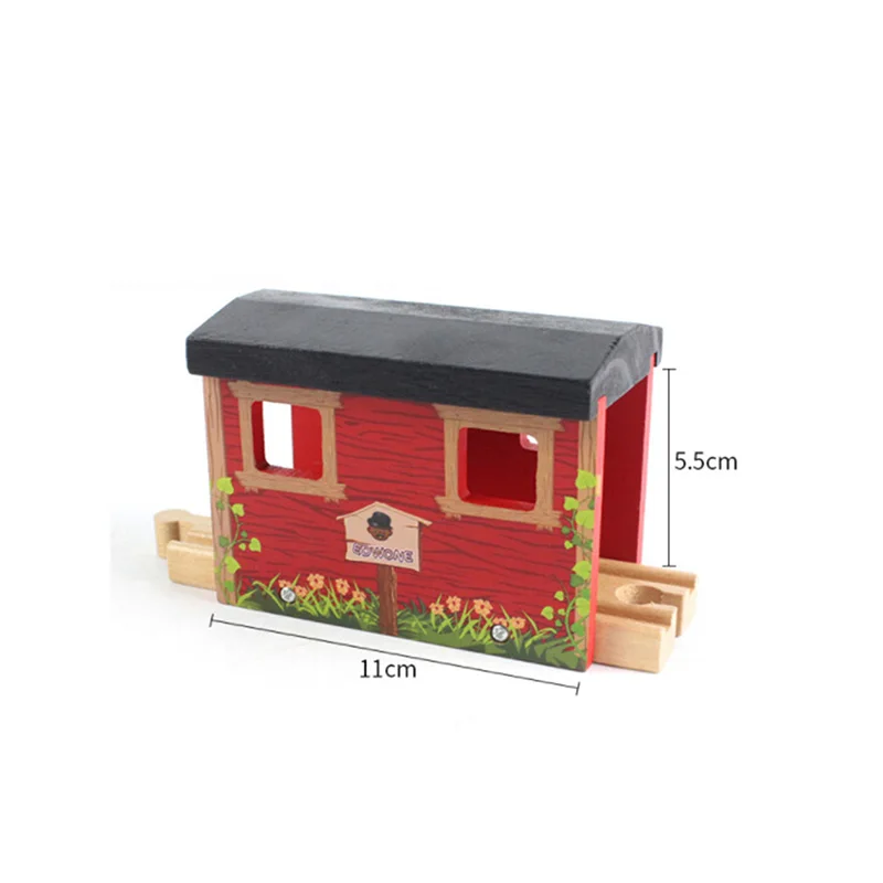 Деревянный трек поезд железнодорожный мост аксессуары компонент туннель игрушка заменяет часть - Цвет: Red House Tunnel