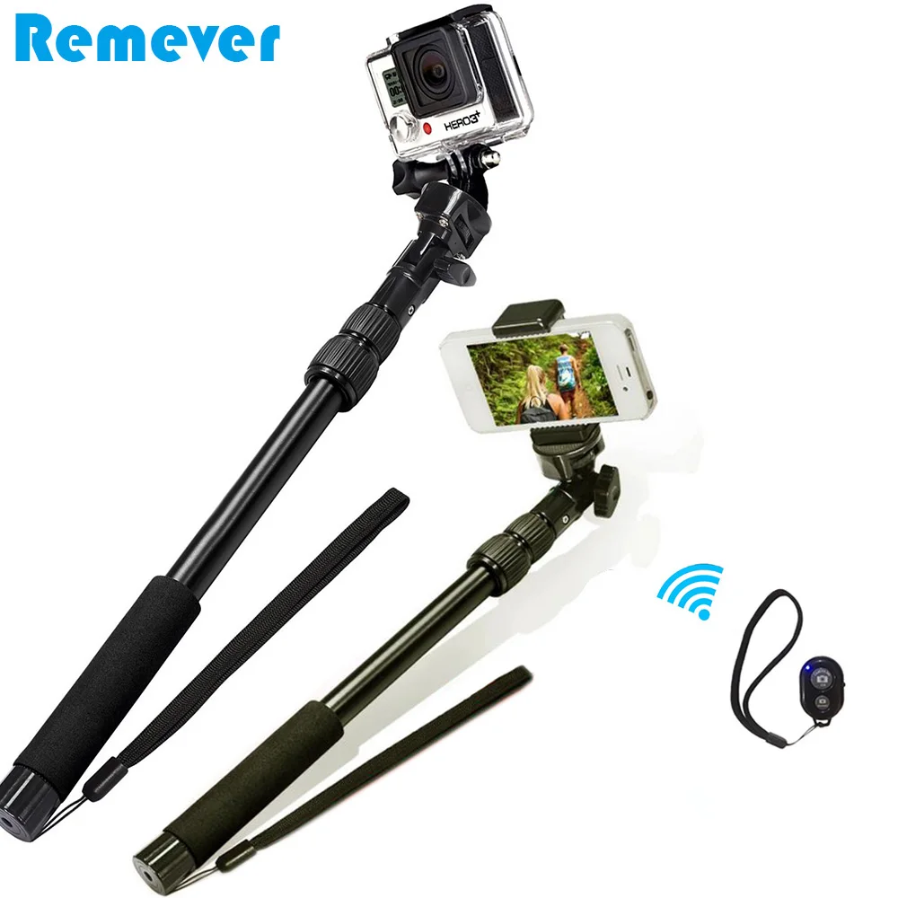 

High quality bluetooth selfie stick 390mm-865mm foldable monopod for iphone android and gopro xiaoyi SJ camera