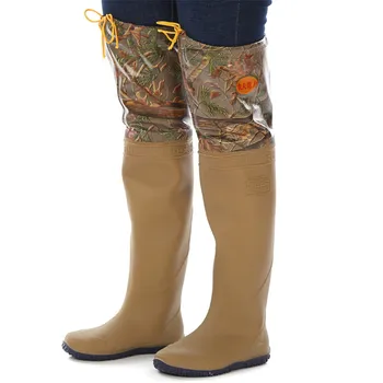60cm Knee Height Camouflage Fishing Waders PVC Material Soft Sole Shoes Waterproof Wader for Fishing Unisex Fishing Waders Boots