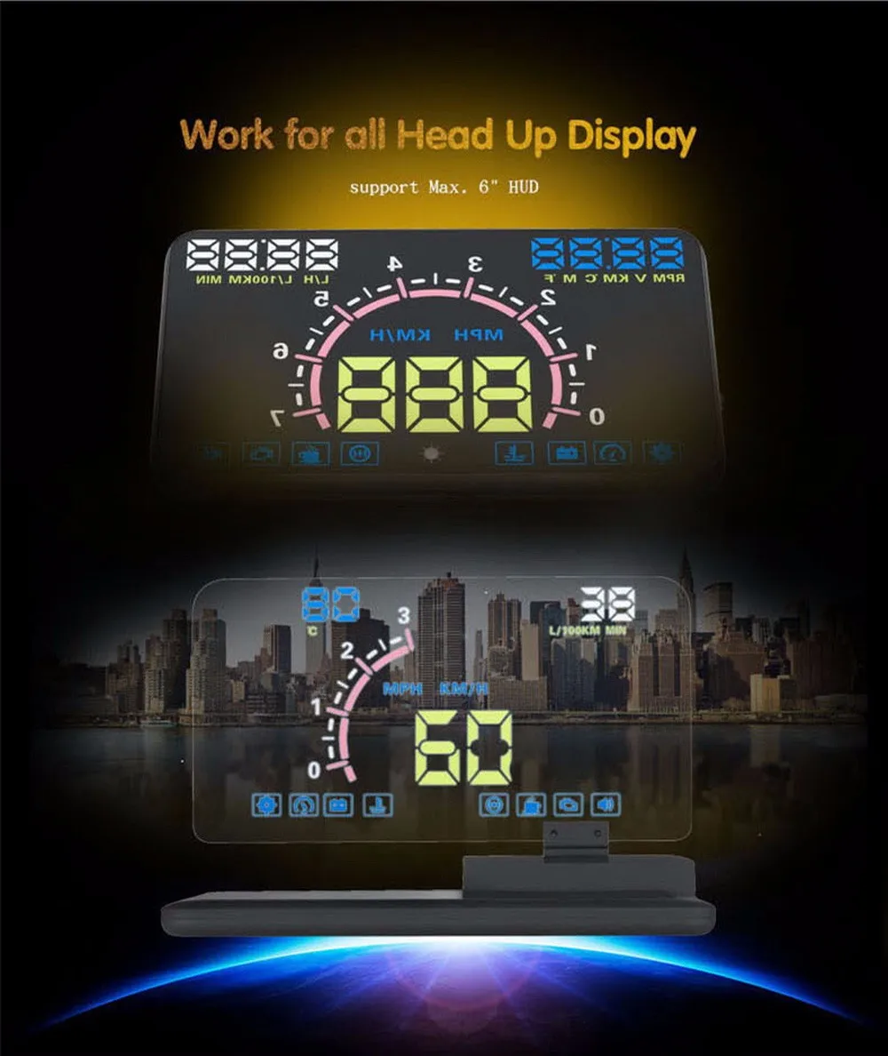 6 inch Universal H6 Car HUD Head Up Display Projector Phone Navigation Smartphone Holder gps hud for any cars