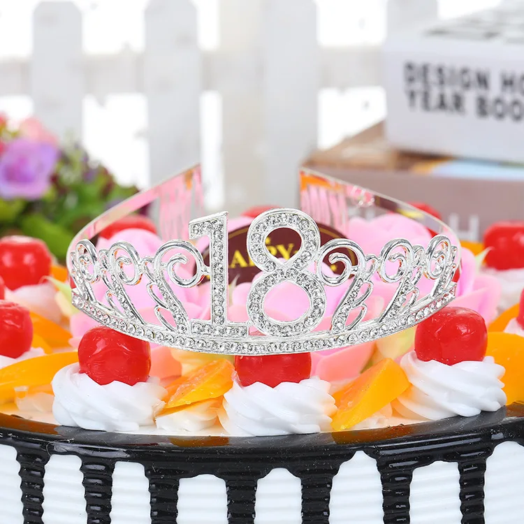  Crystal Rhinestone Tiara Princess Crown Birthday Crowns Silver Diamante Happy 18202130405060th Birthday (Silver-50th)  (3)