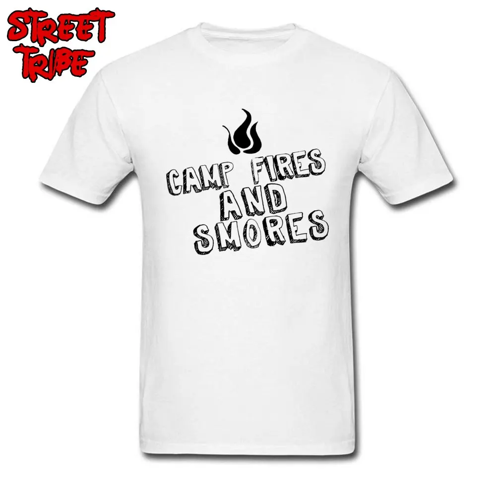 Leisure T Shirt Men Fire And Smores T-shirts Fitted VALENTINE DAY Short Sleeve 100% Cotton Clothes Men's Gift Tops & Tees White