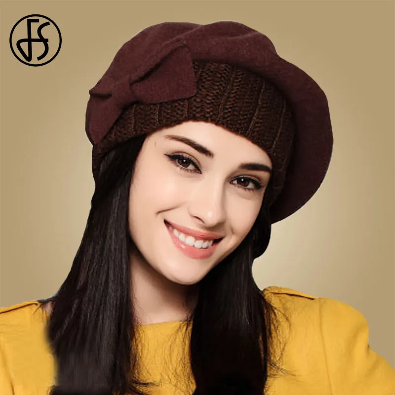 

FS Autumn And Winter Lady Fashion Hats Warm Wool Caps Painter Cap Pumpkin Hat For Women