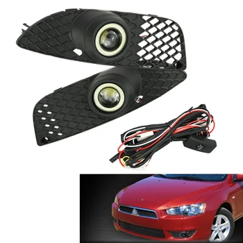 

One Pair of Bumper Grille Grill Fog Lights LED Lamp angel Angel Eyes with Wiring Switch Kit for Mitsubishi Lancer 2008-2014