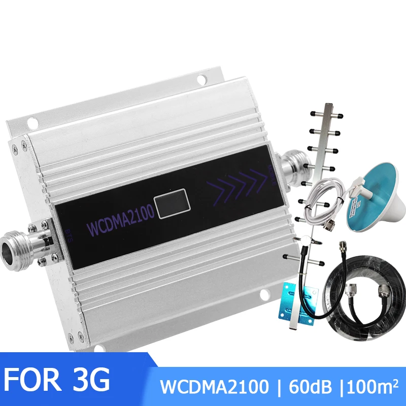 

3G WCDMA 2100MHz Mobile Phone Signal Booster 3G 2100 MHz UMTS Signal Repeater Gain 60dB Cell Phone WCDMA Amplifier with Antenna