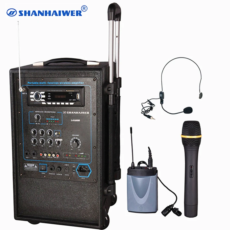 

Digital karaoke dance microphone Built in rechargeable battery 2 channel audio input wireless acoustic Pull rod type sound box