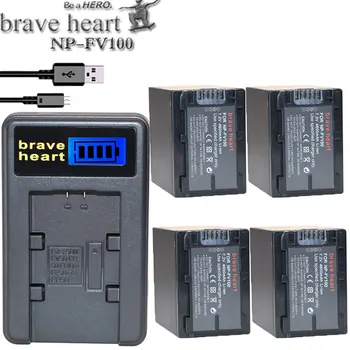 

NP FV100 NPFV100 FV100 Camera Battery + LCD USB Charger for SONY NP-FV30 NP-FV50 NP-FV70 SX83E SX63E FDR-AX100E