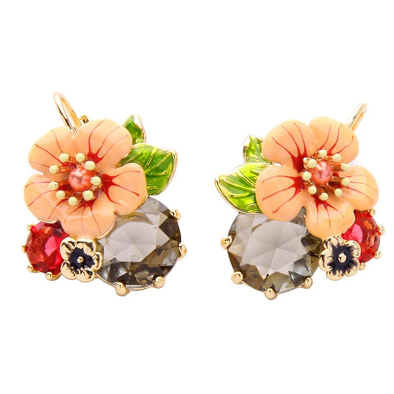

Fashion New Cute Enamel Flowers Color Focus Piercing Earrings Factory Wholesale