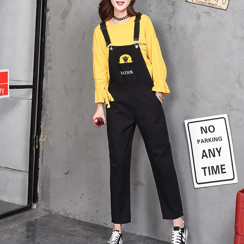 Korean Harajuku Kawaii Print Jumpsuit Denim Overalls Women 2018 Spring