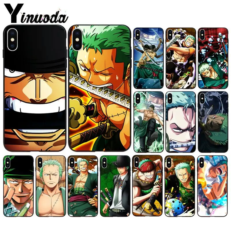 

Yinuoda One piece Roronoa zoro TPU Soft Silicone Black Phone Case for Apple iPhone 8 7 6 6S Plus X XS MAX 5 5S SE XR Cover