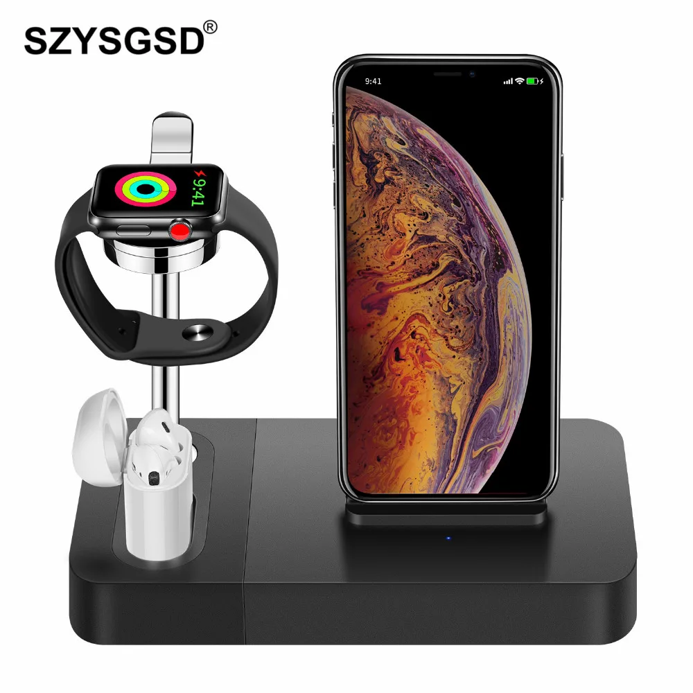 

For iPhone Wireless Charger Dock 3 in 1 For Apple Watch 4 3 2 Airpods Fast Charging Stand for iPhone XS X 8 8plus For Samsung S8