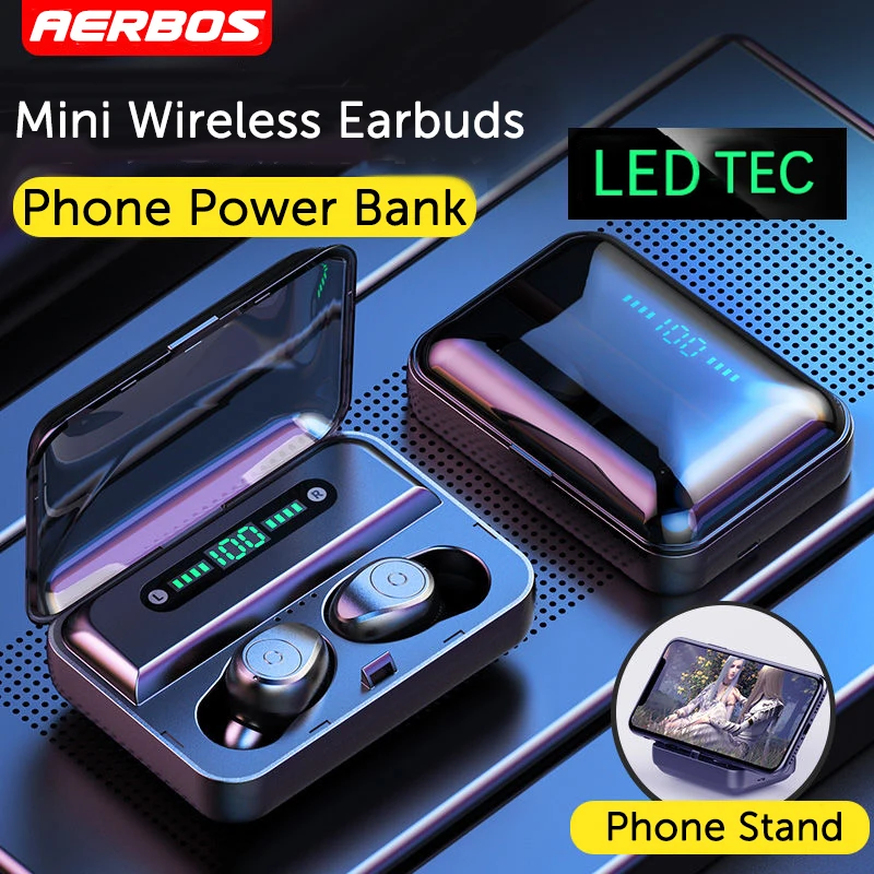 AERBOS Bluetooth 5 0 беспроводные наушники IPX7 водонепроницаемые гарнитура светодиодный