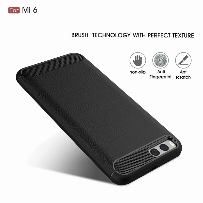 Slim Armor For Xiaomi MI6 Phone Case Silicone Soft Carbon Fiber Phone Cases Cover for Xiaomi MI 6 Case Capa Coque Shell