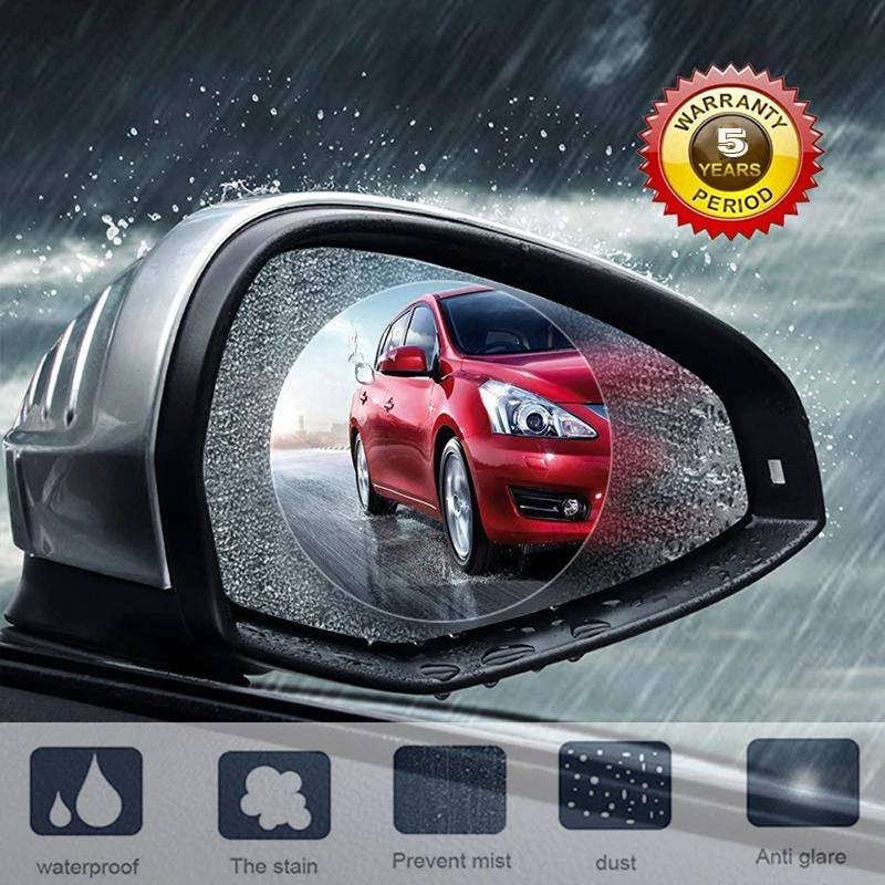 

2Pcs Car Anti Water Mist Film Anti Fog Nano Coating Rainproof Rearview Mirror Window Protective Film
