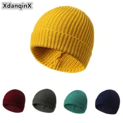 XdanqinX зима Один Слои теплая вязаная Лыжная шапка для Для мужчин Для женщин Мода ретро шапочка Сплошной пара шляпа Высококачественная