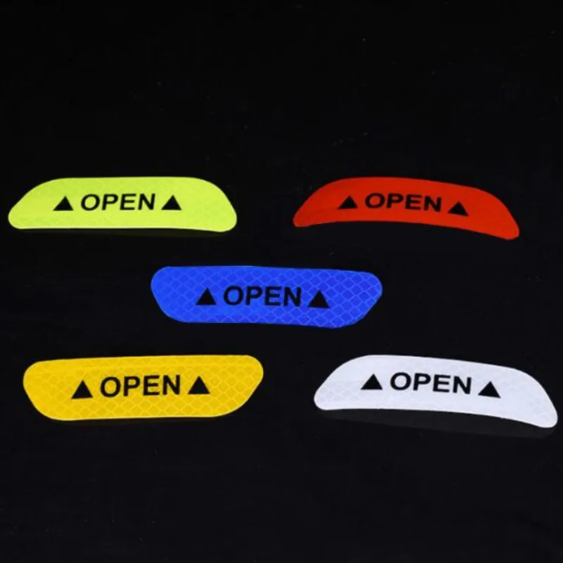 

4Pcs/Set Car OPEN Reflective Tape Warning Mark Reflective Open Notice Bicycle Accessories Exterior Car Door Stickers DIY