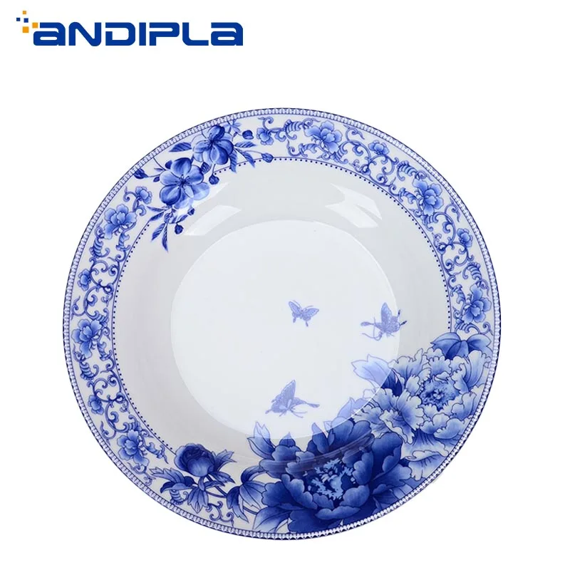 

Jingdezhen Blue and White Porcelain Dinner Plate Ceramic Tableware Home Steak Spaghetti Plates Fruit Salad Tray Fish Dish Decor
