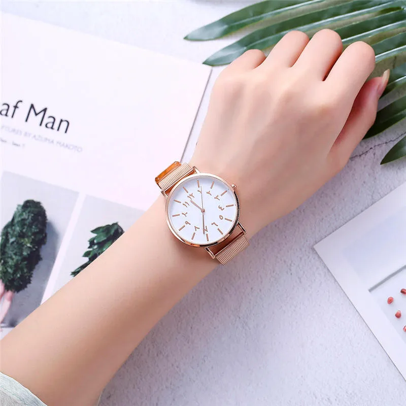 

High Quality Women Watches Scale Dial Ladies Simple Quartz Wristwatch Fashion Mesh Strap Clock Gift Dress Relogio Feminino@50