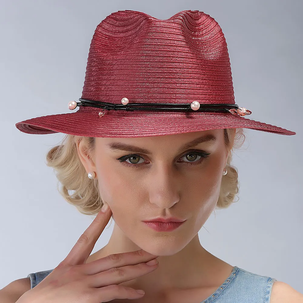 100 good queality Flat Sun Hat Women's bow Straw summer Hats For Women