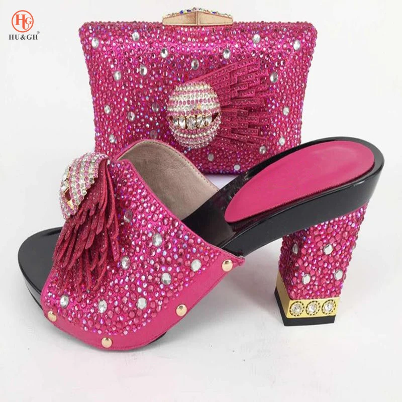 rose pink shoes and matching bag