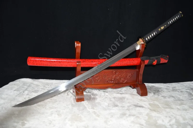 

45"Japanese Samurai Full Tang Functional Sword Naginata Folded Damascus Steel Oil Quenched Unokubi-Zukuri Blade Battle Ready