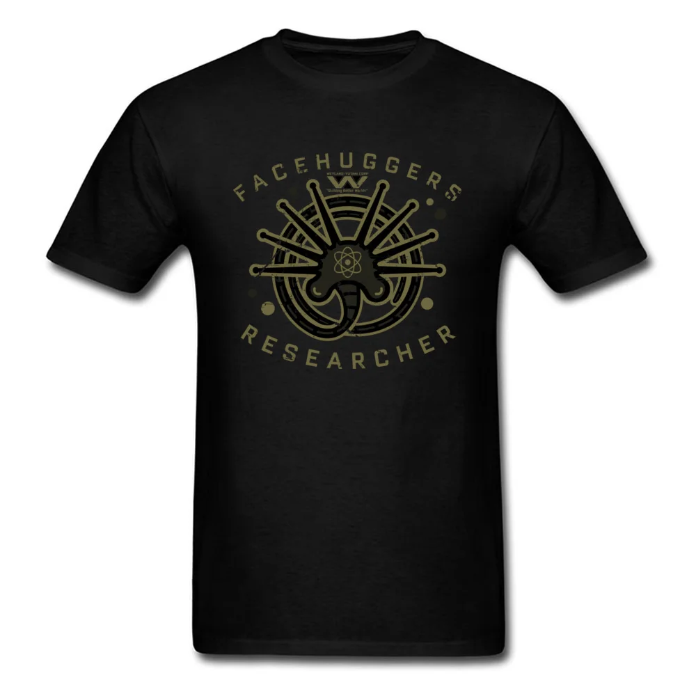 Custom Facehuggers Researcher O Neck T Shirts Summer Autumn Tees Short Sleeve for Men Latest 100% Cotton Normal T-Shirt Facehuggers Researcher black