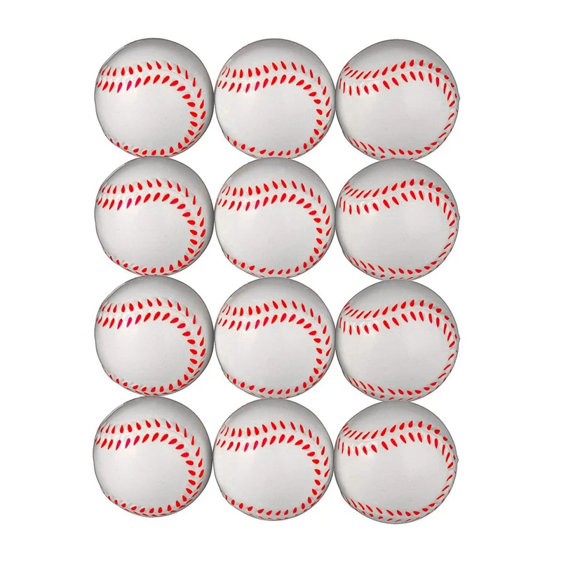 Бейсбольные 2,5 дюймовые шарики для сжимания пены для снятия стресса, расслабляемые реалистичные бейсбольные спортивные мячи (12 шт)