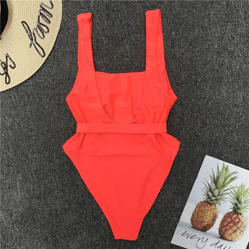 Maillot De Bain Badpak купальник женский сексуальный однотонный Цельный купальник металлический купальник с поясом Купальник для женщин