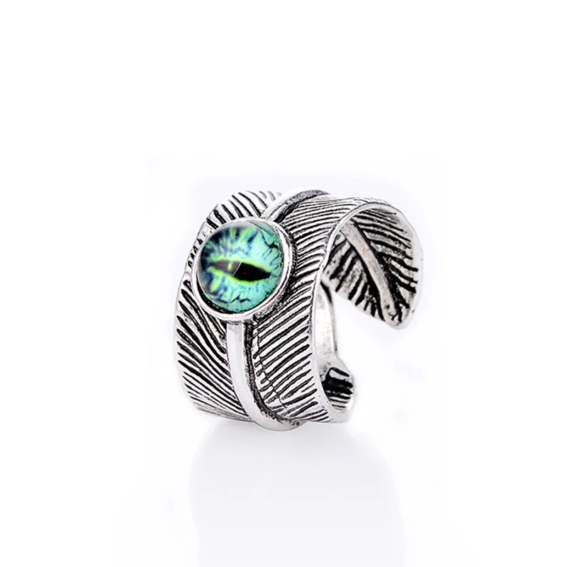 Qevila Fashion Punk Rings Five Color Alloy Vintage Gothic Evil Eye Rock Rings Hiphop Adjustable Rings for Women Men Jewelry Gift (9)
