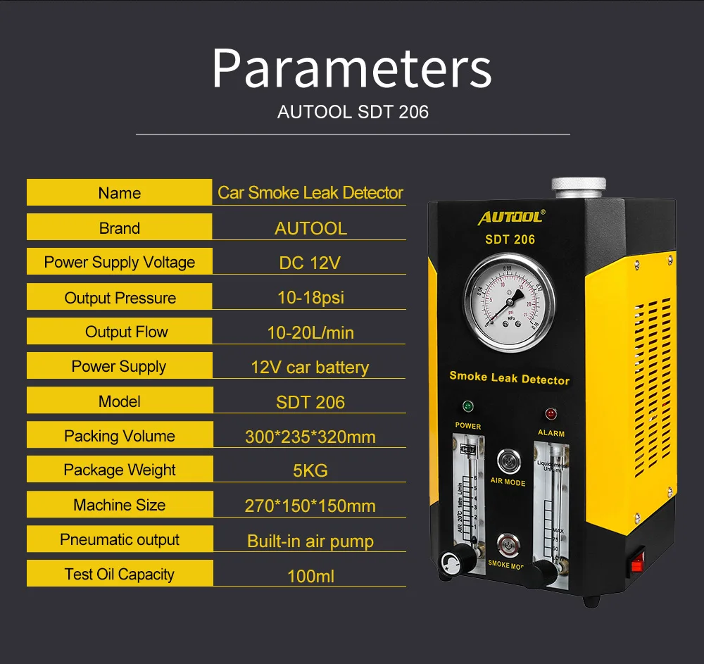 Kopen Mr Cartool Nieuwe SDT 206 Auto Rook Generator Voor Auto Pijp Rook Lek Detector Leak Locator Pijp Diagnostic Tool