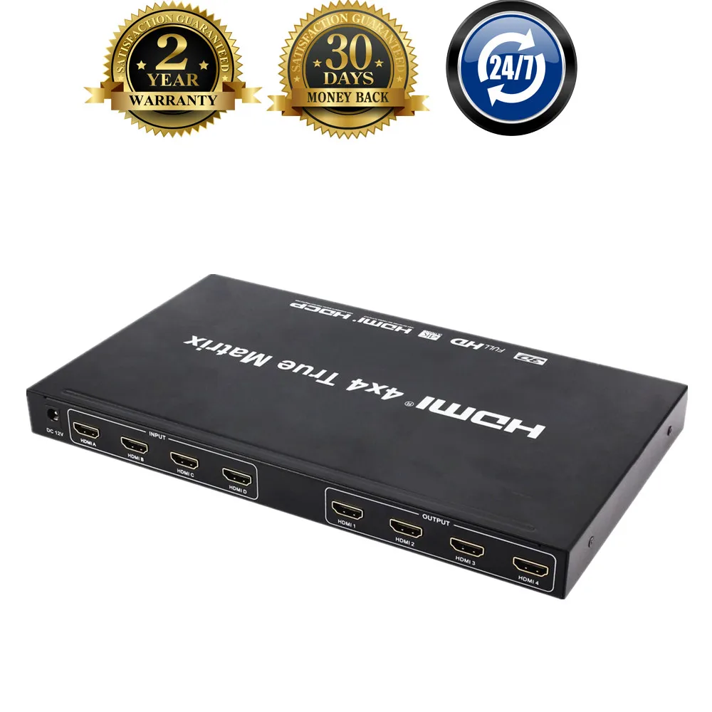 UHD 4Kx2K 4 Input 4 Output HDMI Splitter Matrix 4x4 Support IR Romote Control 4K HDMI 1.4v Matrix Switcher Box Full HD 1080P 3D