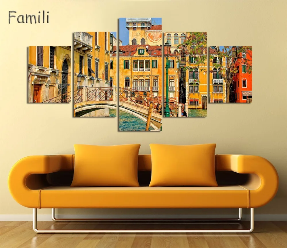 Buy 5Panel Canvas Painting Venice City Wall Art Large