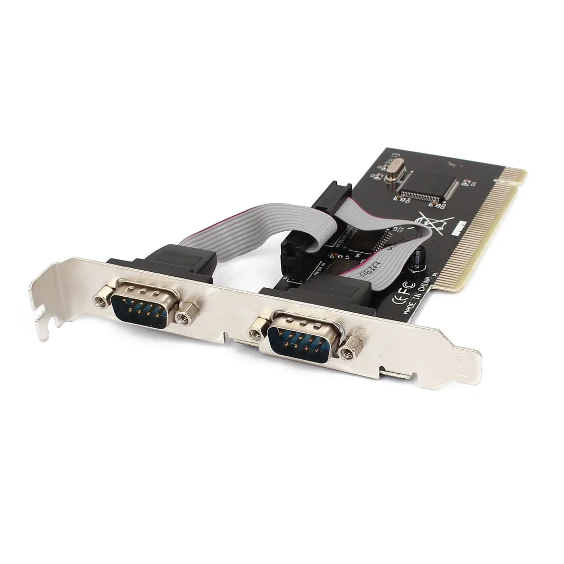 

2 port PCI serial RS232 DB9 adapter card controller support - computer card black + silver