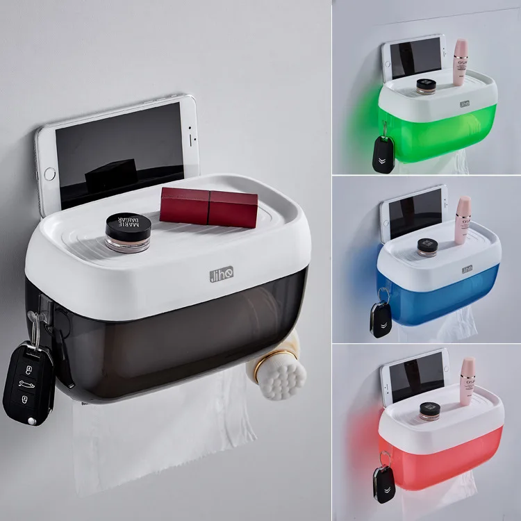

Non-perforated tissue holder toilet, kitchen, multi-functional waterproof paper box, storage wall, towel box