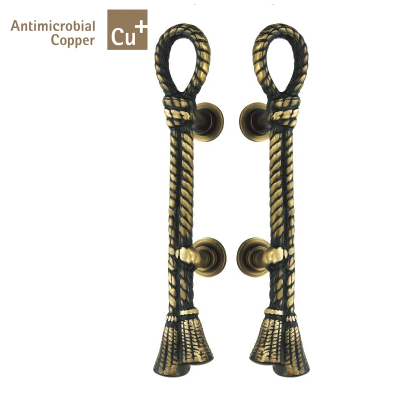 Elegant Entrance Door Handle Precision Cast Antimicrobial Copper Cu+ Rope Shape Pull Handles PA-328-L375mm For Entry Door antimicrobial