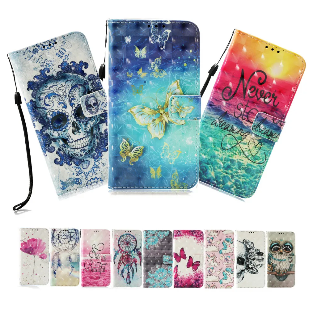 

LUCKBUY Case For LG G7 K8 K10 K30 for 3D Printed Flip Wallet Case PU Leather Cover Case For LG Stylo 4 Q Stylus LG Aristo 2018