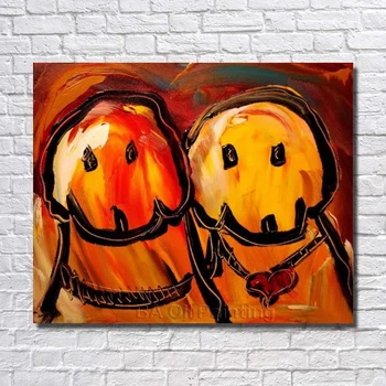 

Free Shipping Hand Painted Lovely Dog Modern Paintings Large Canvas Art Cheap Hand Painted Oil Painting Pictures No Framed