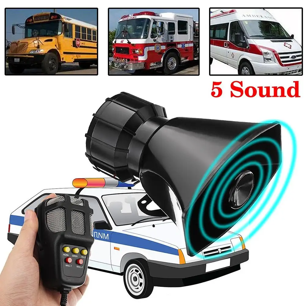 

12V 100W 5 Tones Universal Car Truck Vehicle Loud Sound Warning Alarm Siren Horn