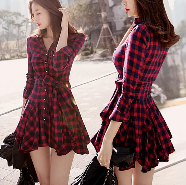 red plaid dress womens
