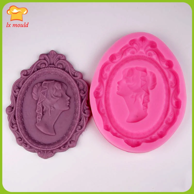 Girl head picture frame mold candy mold chocolate candy silicone cake