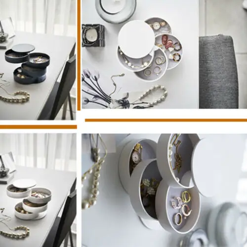 Дешево Европейский стиль, серьги для девочек, ювелирная шкатулка, 360 °, серьги, кольцо, многофункциональное ювелирное изделие, дисплей, многослойны...