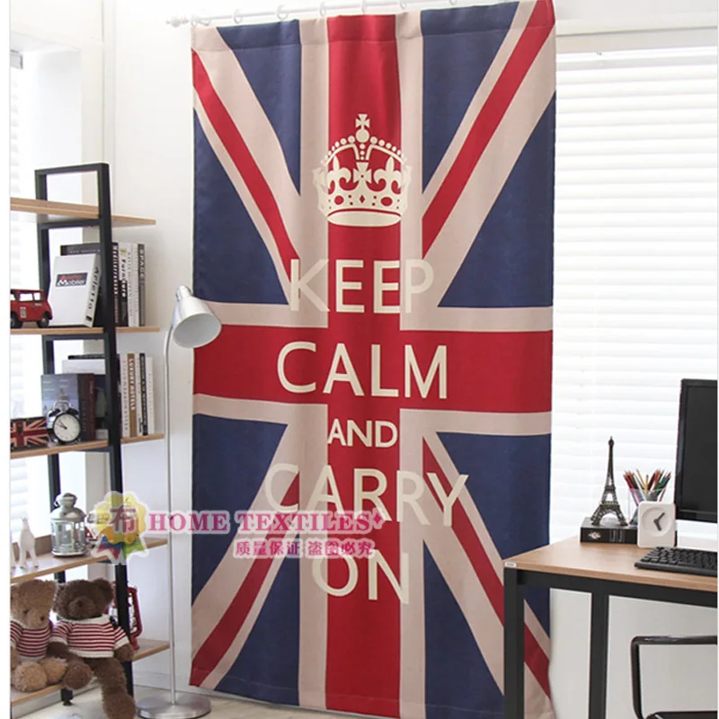 

2017 Korea England Style Environmental Protection Windows Shade Curtains Sitting Living Bedroom Room British Flag Curtains 1pc