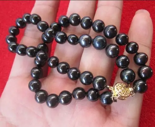 

Charming AAA 2 Rows 9-10MM South Sea Black Pearls Bracelet 7.5-8" Gold