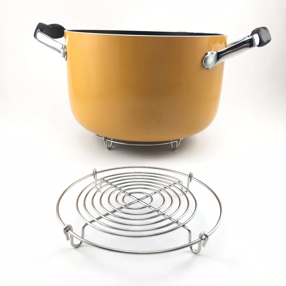 

Hot Stainless Steel Cooking Pot Trivet Mats Steamer With 4 Legs Multifunction Kitchen Pan Stand Holder Pizza Cake Cooling Rack