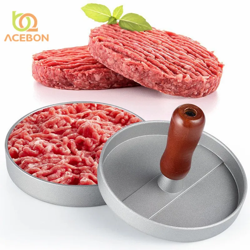 

ACEBON 1 Set Round Shape Hamburger Press Aluminum Alloy 12 cm Hamburger Meat Beef Grill Burger Press Patty Maker Mold