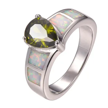 

New Arrival Peridot With White Fire Opal 925 Sterling Silver Ring Size 6 7 8 9 10 R1353